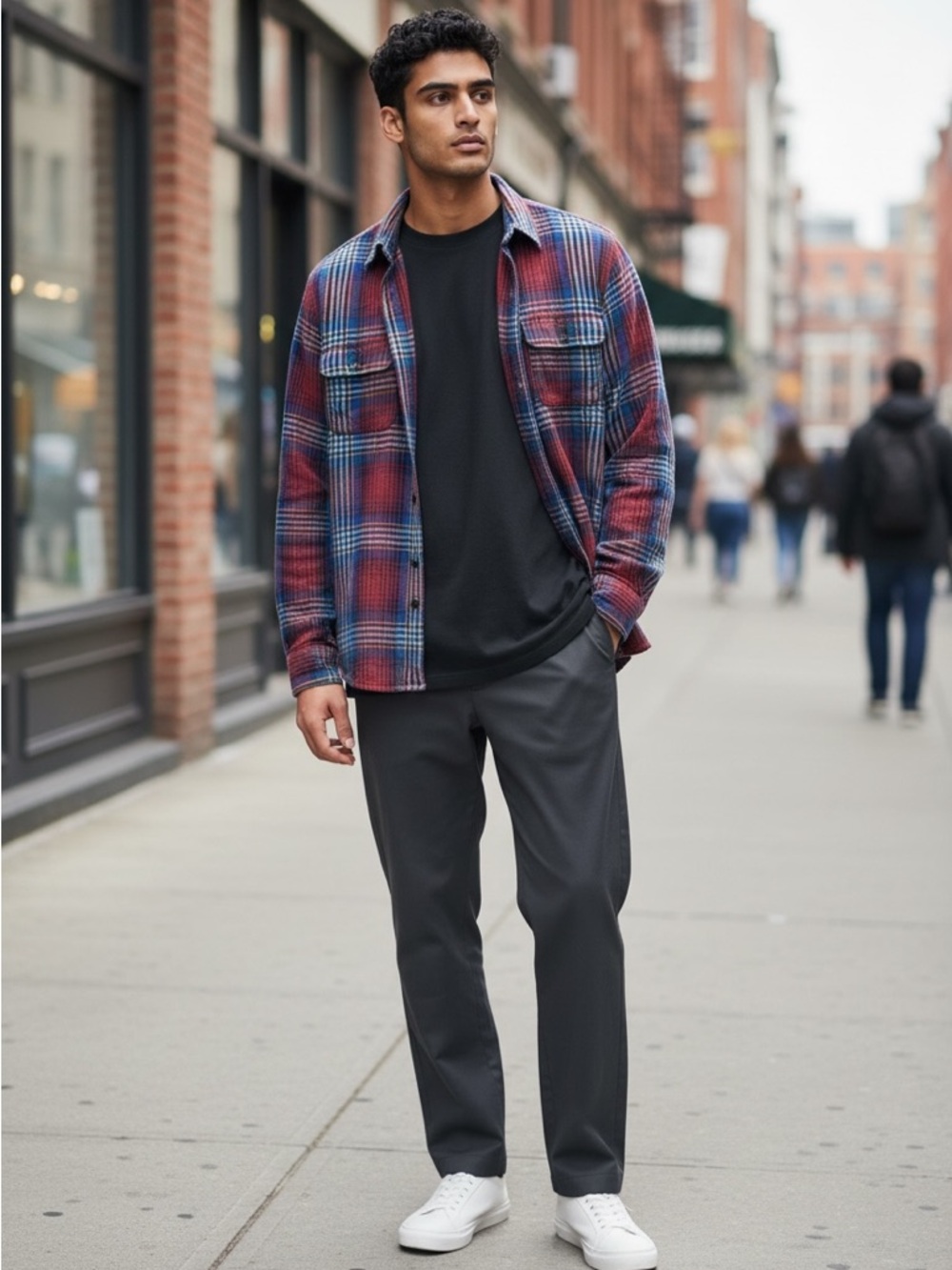 Toad&Co Indigo Flannel Long Sleeve Button Down Plaid Shirt Size M Organic Cotton